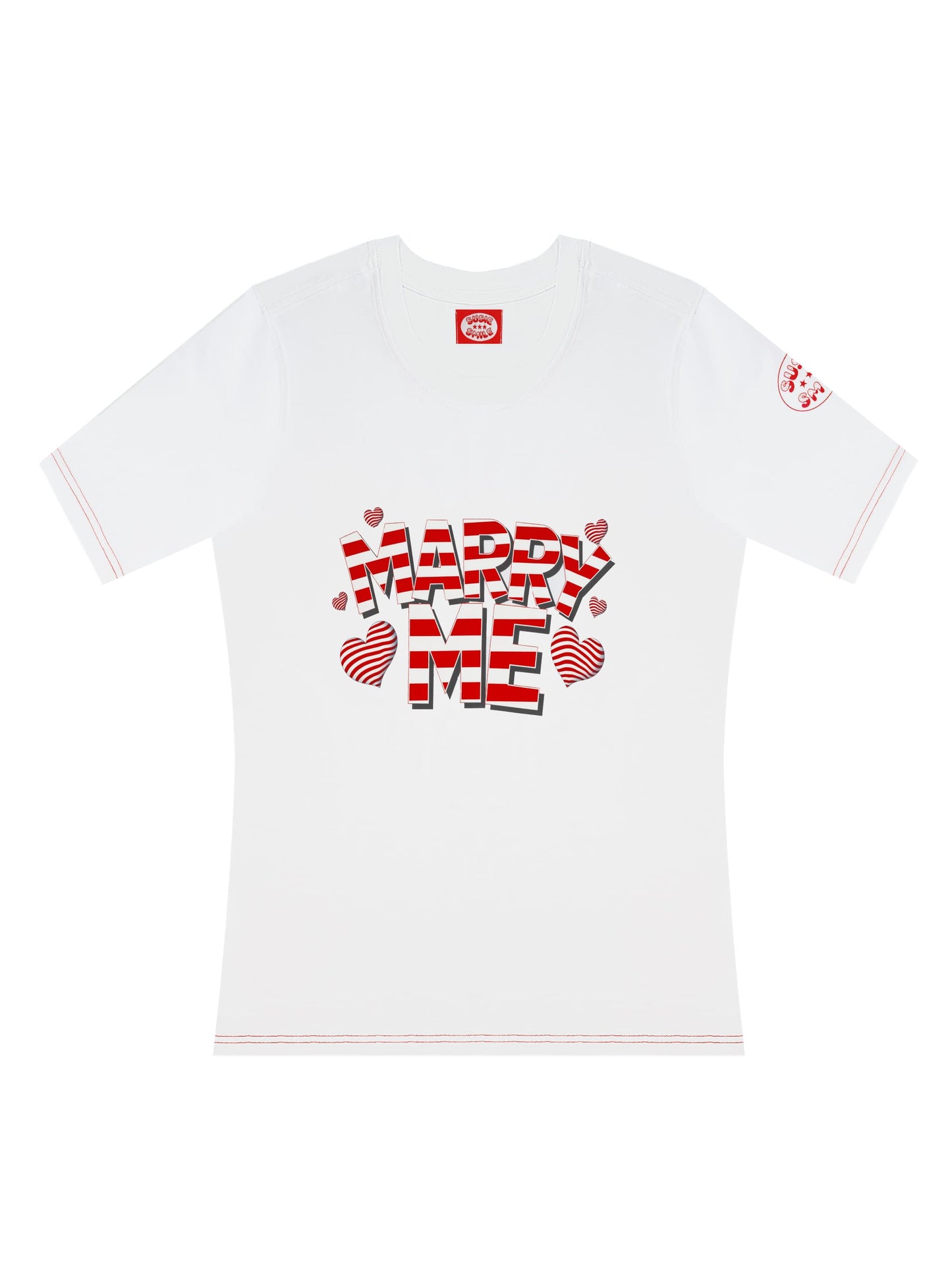 Tailliertes T-Shirt "Marry Me"