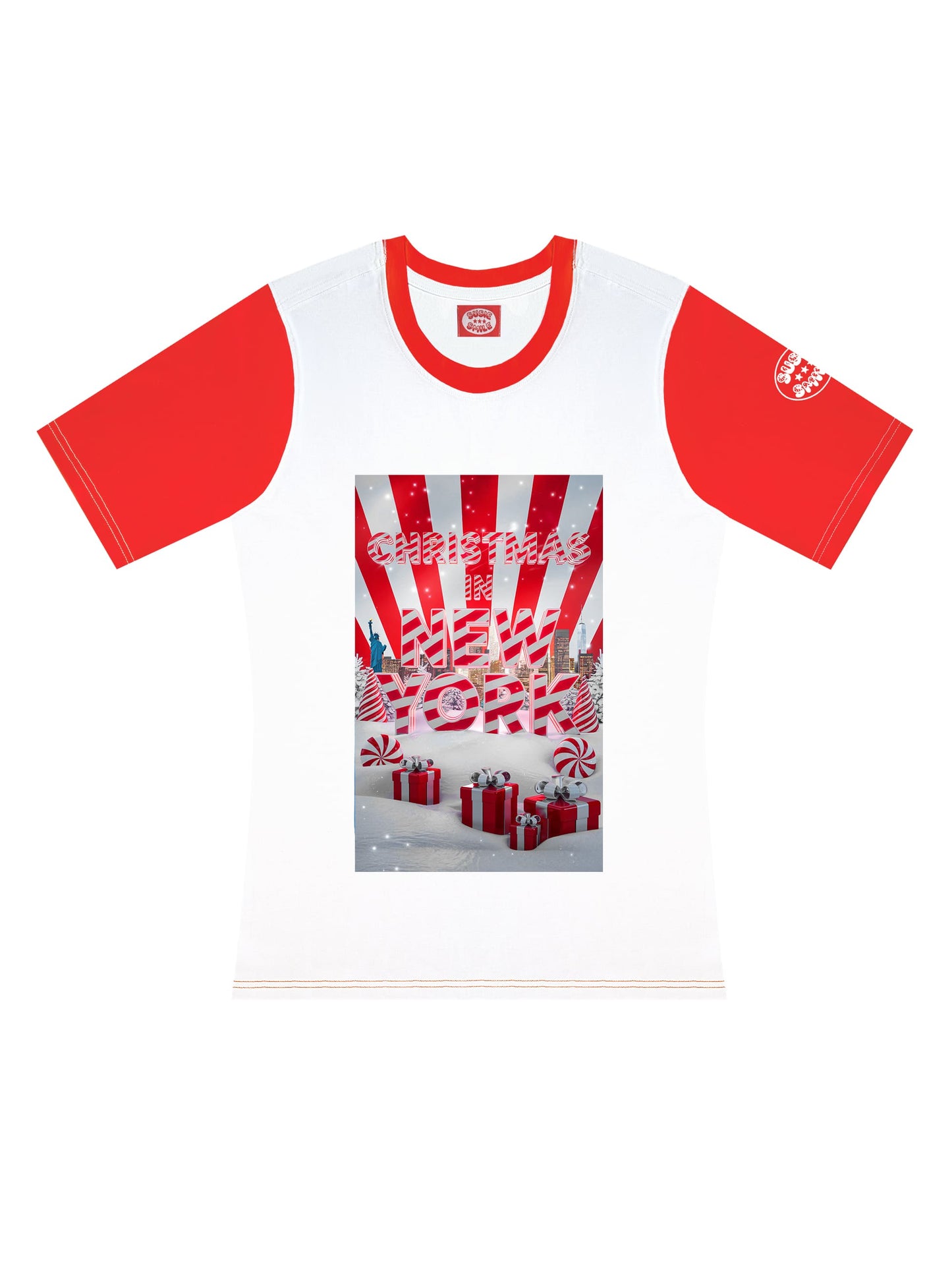 Tailliertes Weihnachts-T-Shirt "Christmas in New York"