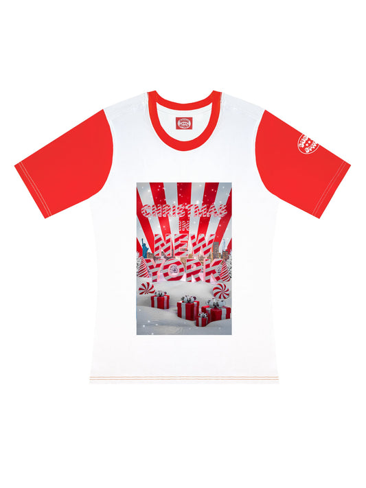 Tailliertes Weihnachts-T-Shirt "Christmas in New York"