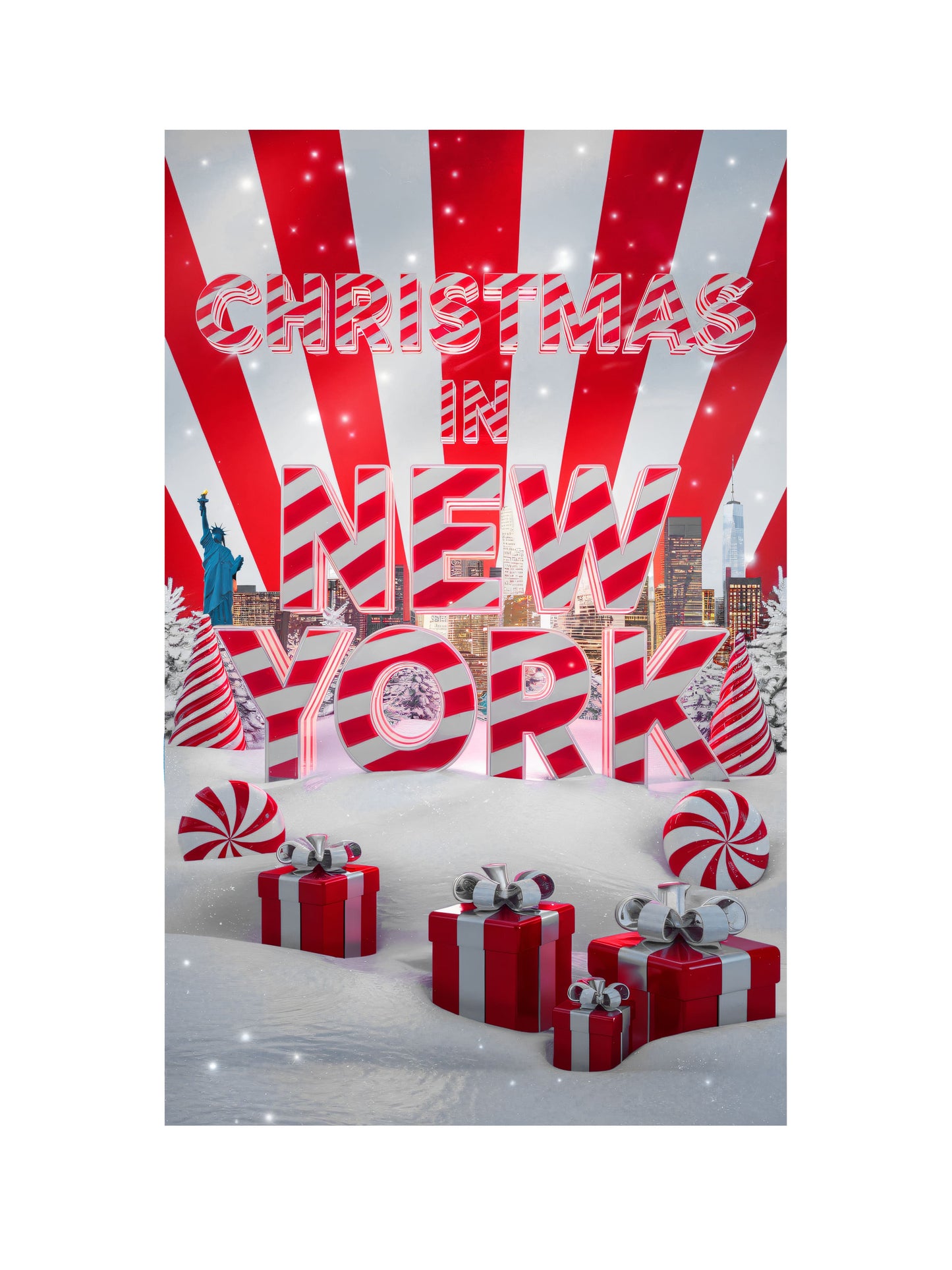 Tailliertes Weihnachts-T-Shirt "Christmas in New York"