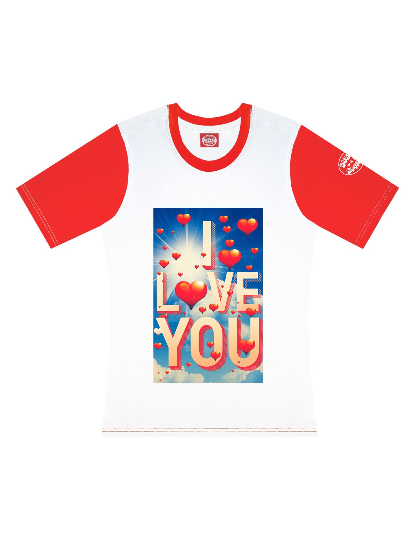 Tailliertes T-Shirt "I LOVE YOU"