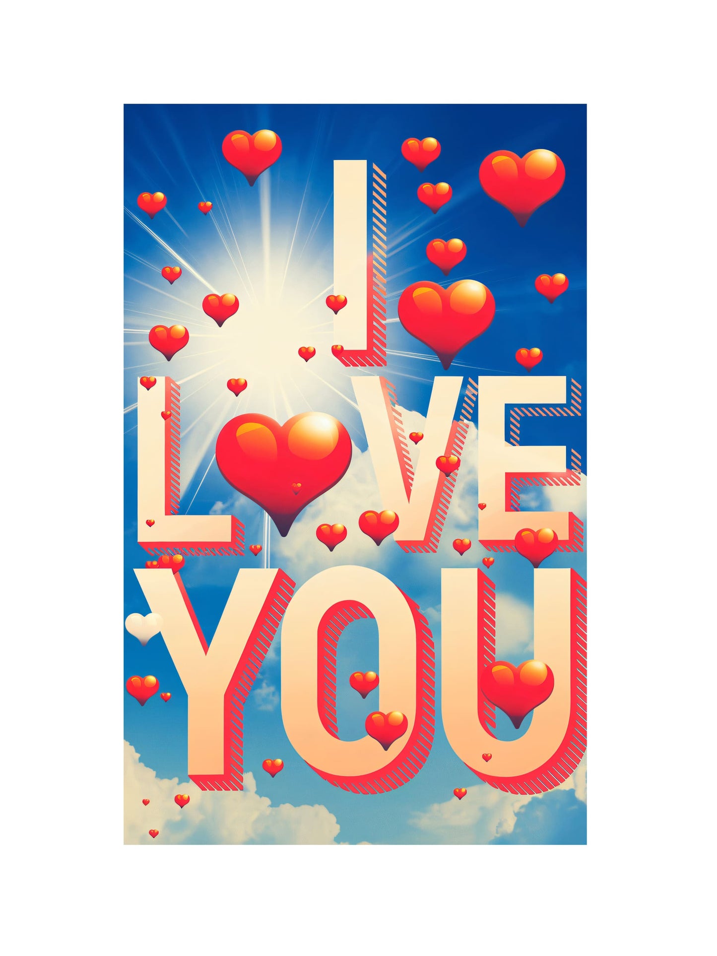 Tailliertes T-Shirt "I LOVE YOU"