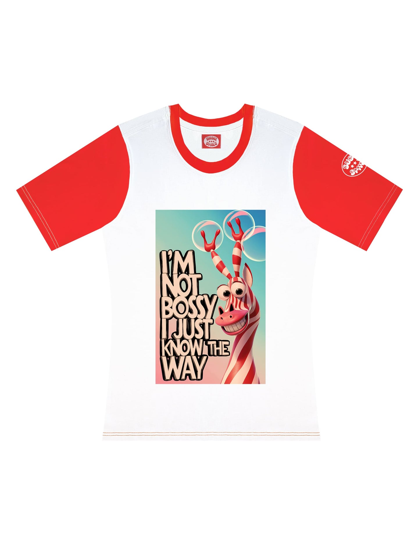 Tailliertes T-Shirt "I´m not bossy, I just know the way"