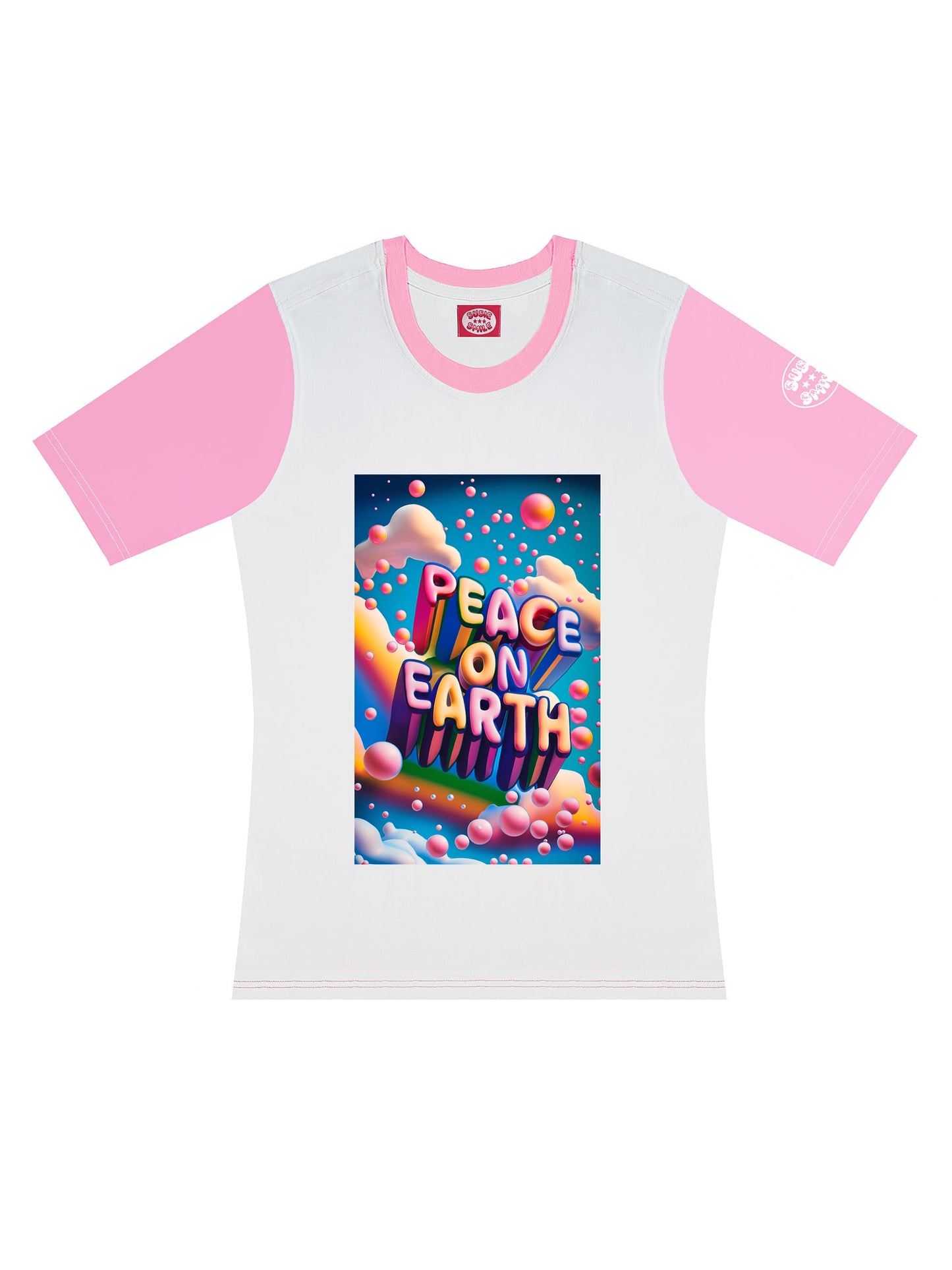 Tailliertes T-Shirt "Peace on Earth"