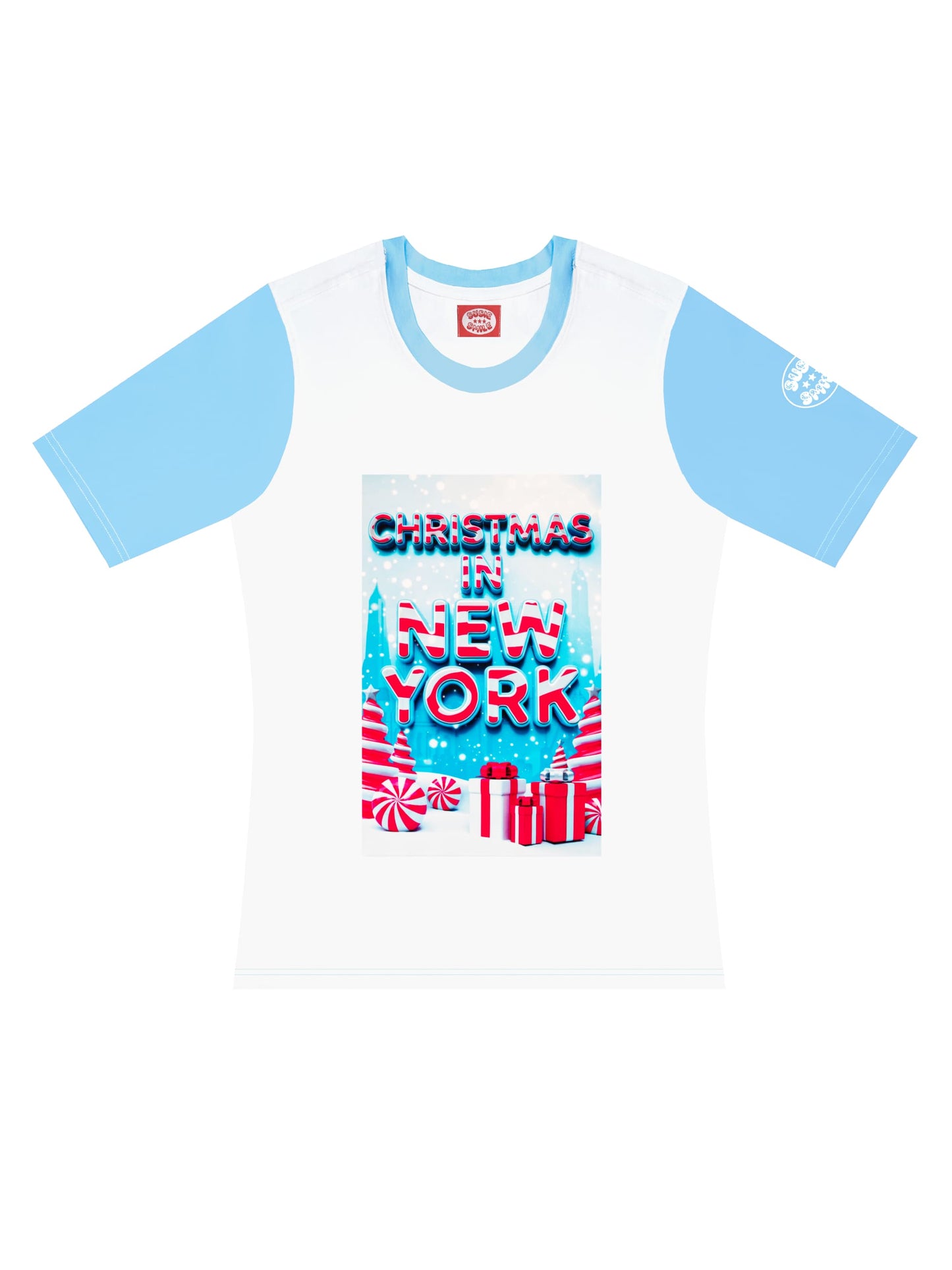 Tailliertes Weihnachts-T-Shirt "Christmas in NEW YORK"