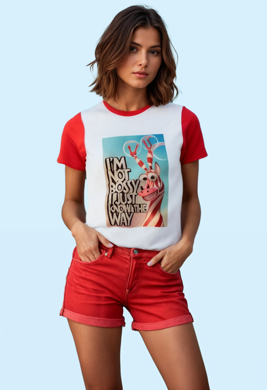 Tailliertes T-Shirt "I´m not bossy, I just know the way"